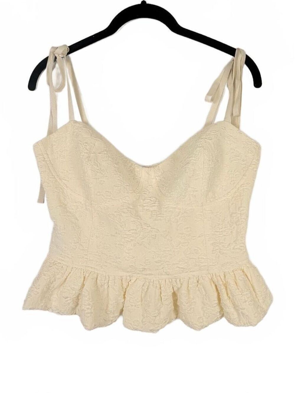 Reformation Pallas Top Cream Textured Underwire‎ Bustier Peplum Women's Size 6